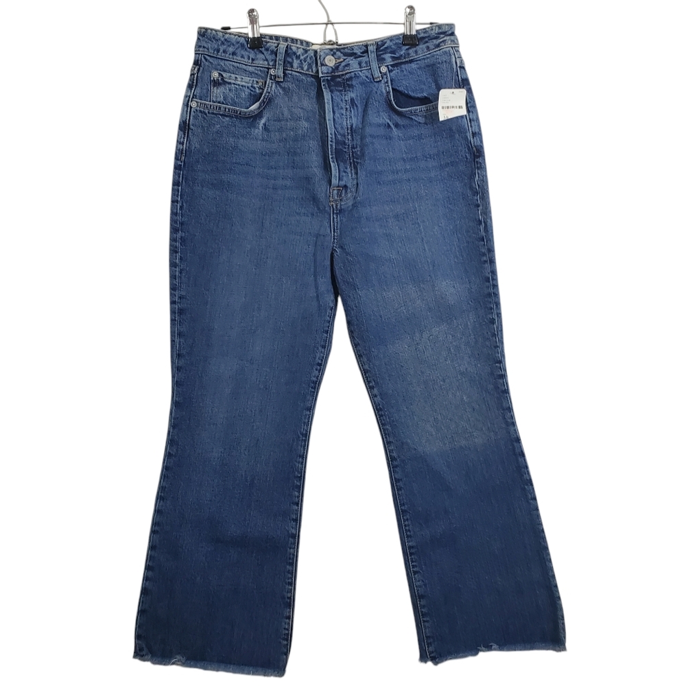 NWT We the Free People Stella Kick Flare Jeans Raw Hem Boho Faded Size 30
